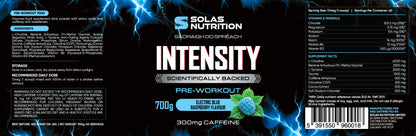 Solas Nutrition INTENSITY Pre-Workout Powder – Energy, Focus & Pump Formula (Blue Raspberry, 40 Servings)
