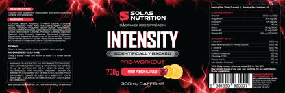 Solas Nutrition INTENSITY Pre-Workout Powder – Energy, Focus & Pump Formula (Fruit Punch 40 Servings)