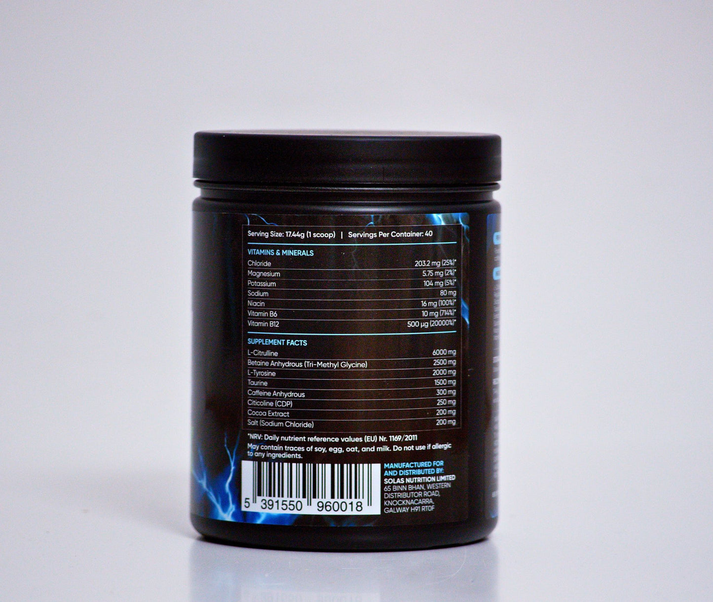 Solas Nutrition INTENSITY Pre-Workout Powder – Energy, Focus & Pump Formula (Blue Raspberry, 40 Servings)